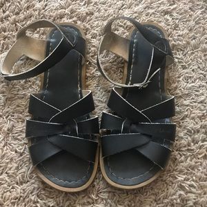 Black salt water sandals